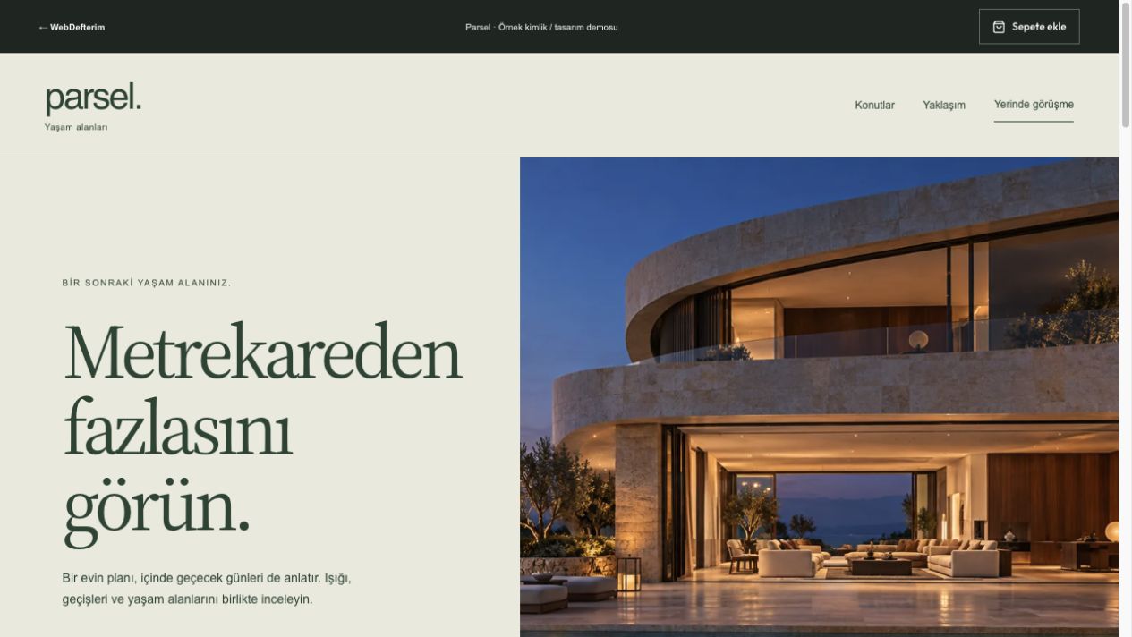 Parsel web sitesi önizlemesi