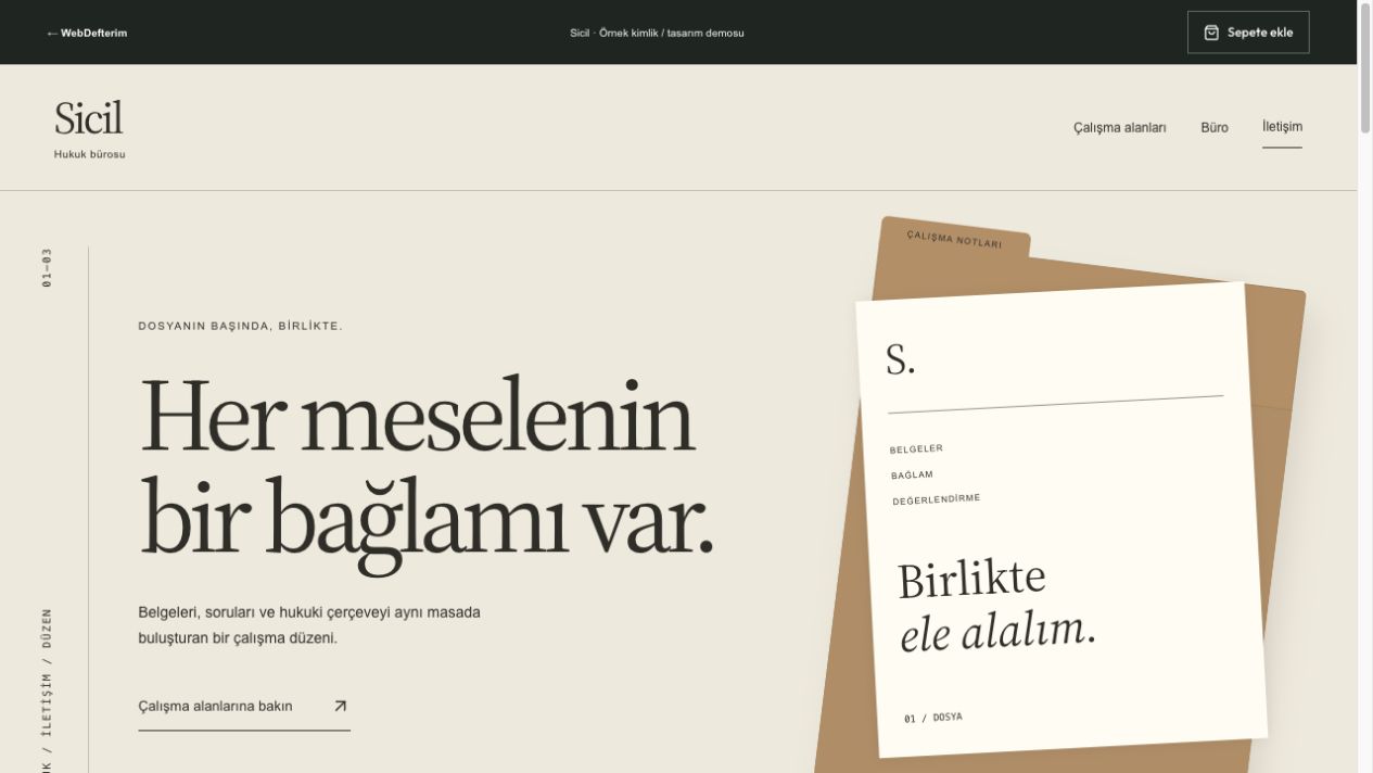 Sicil web sitesi önizlemesi