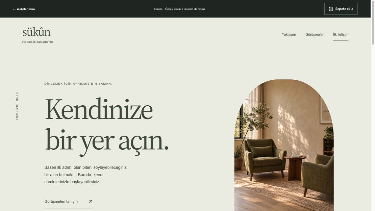 Sükûn web sitesi önizlemesi