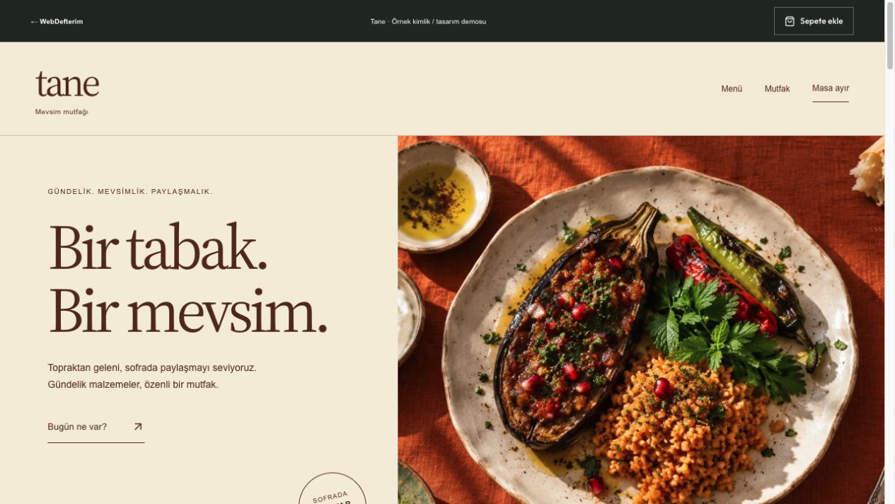 Tane web sitesi önizlemesi