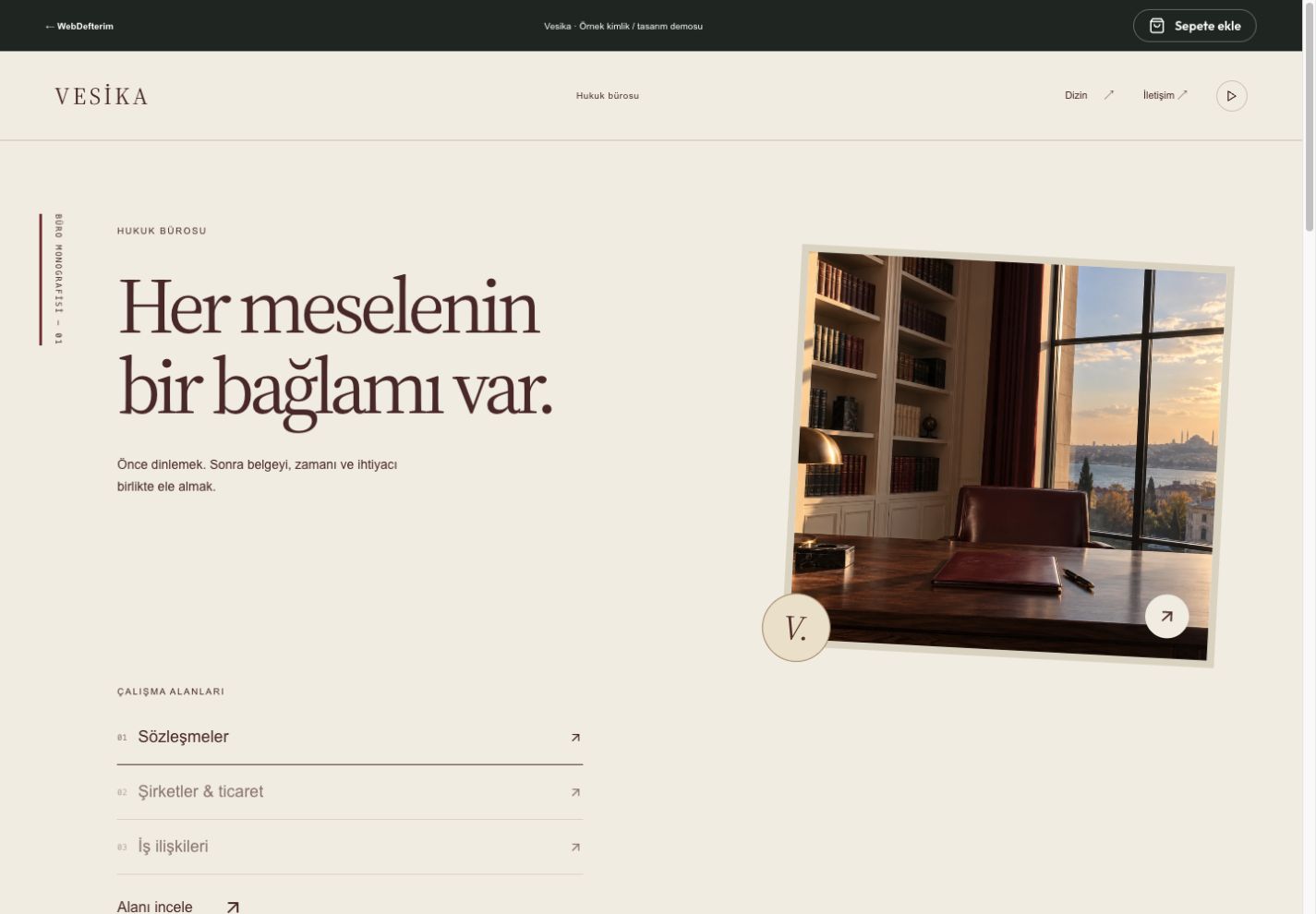 Vesika web sitesi önizlemesi