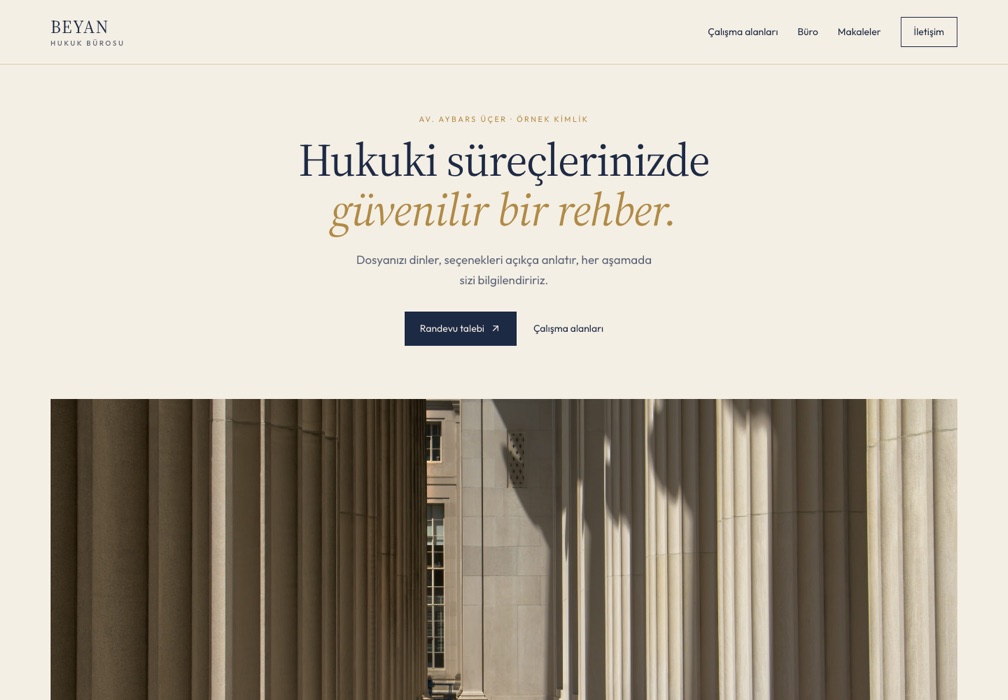 Beyan web sitesi önizlemesi