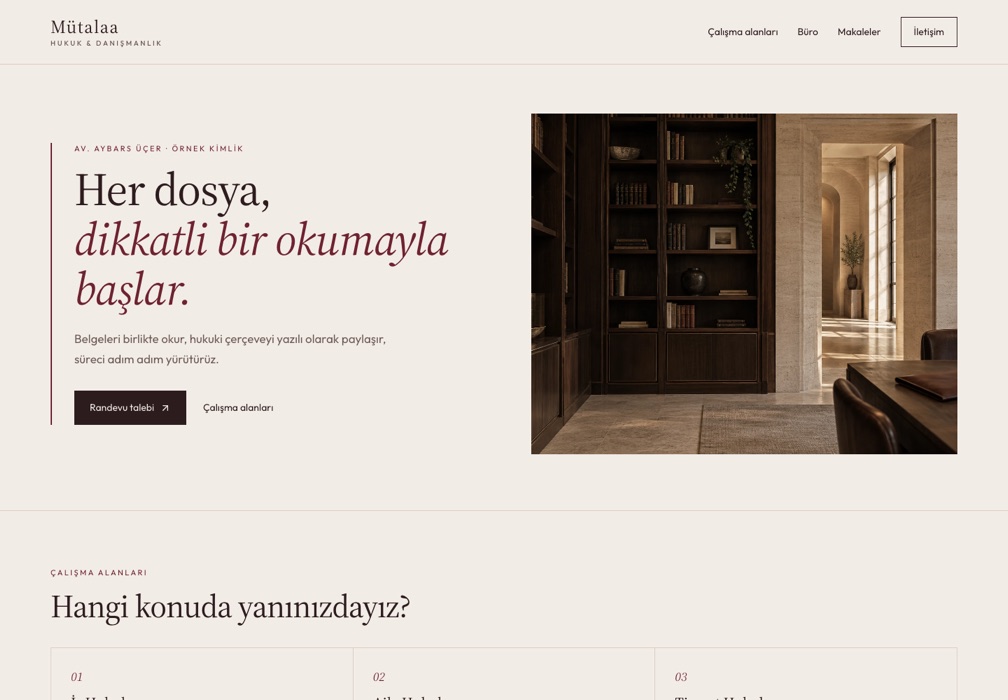 Mütalaa web sitesi önizlemesi