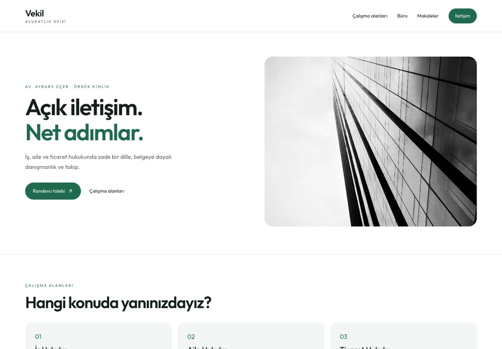 Vekil web sitesi önizlemesi