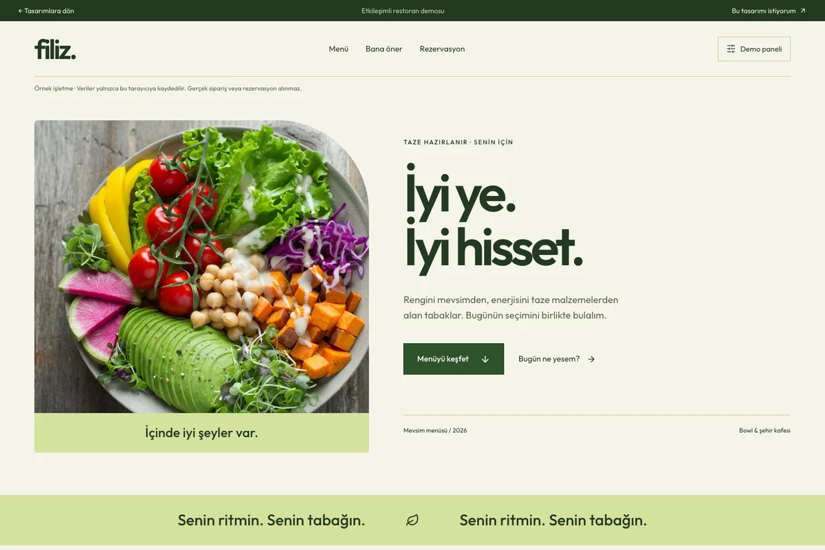 Filiz web sitesi önizlemesi