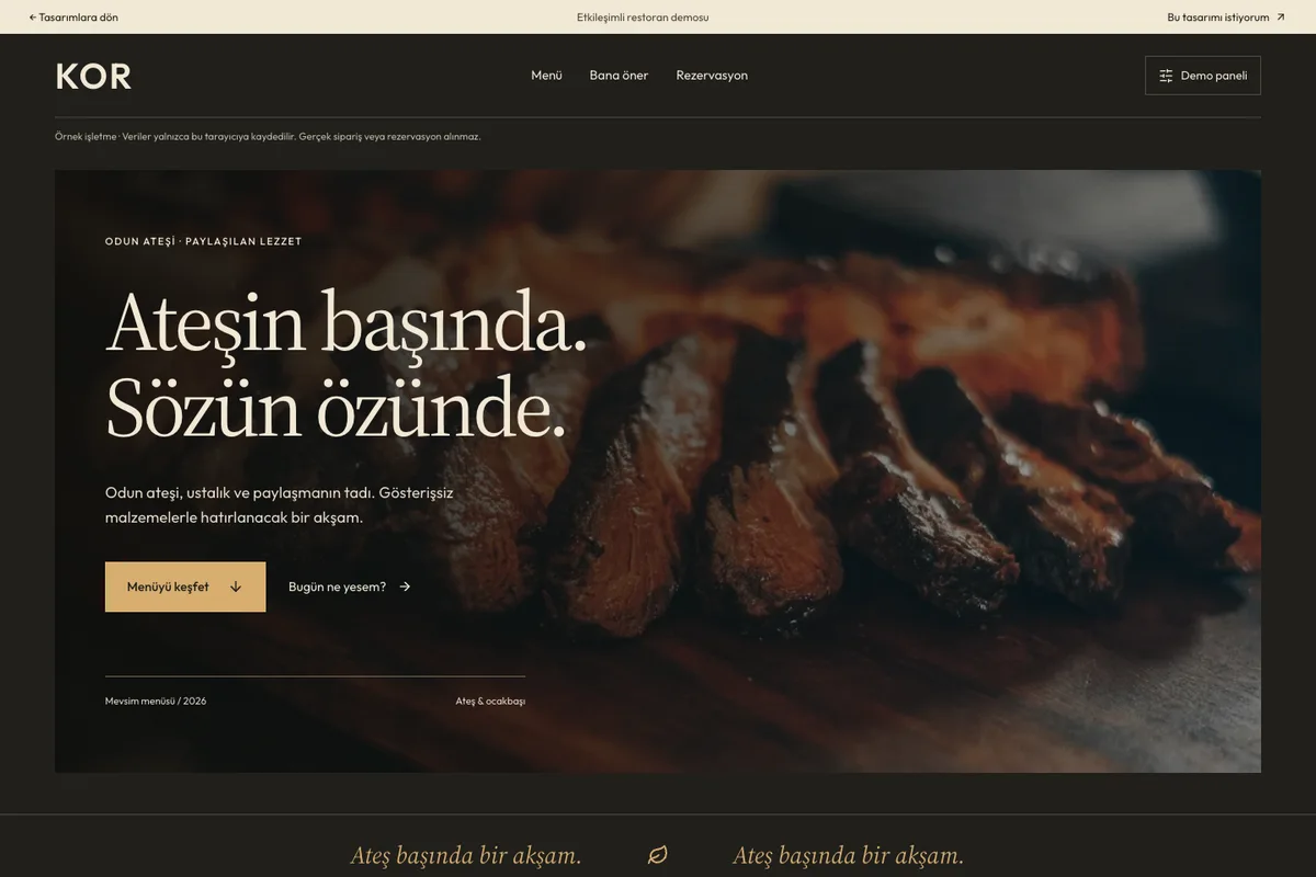 Kor web sitesi önizlemesi