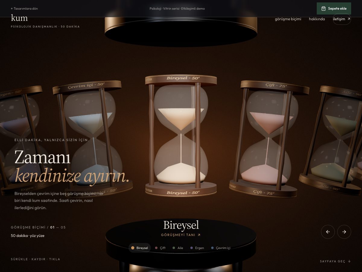 Kum web sitesi önizlemesi